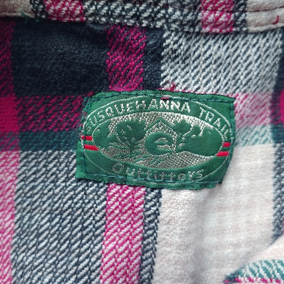 Vintage 90s Grunge Susquehanna Trail Plaid Jacquard Button Down Shirt - Size LG - Picture 8 of 10